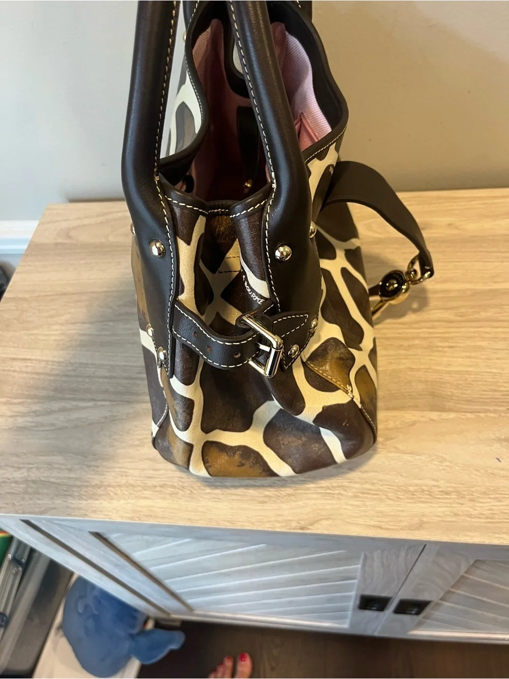 Dooney & Bourke Brown and Cream Giraffe-Print Shoulder Bag - Picture 5 of 9